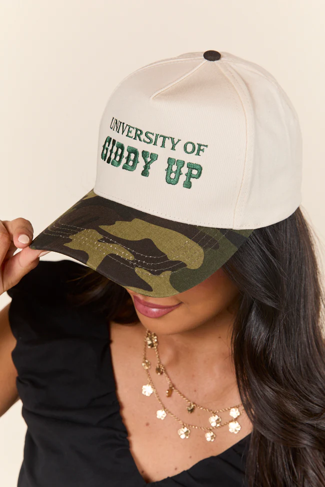 University Of Giddy Up Camo Trucker Hat - Terpint