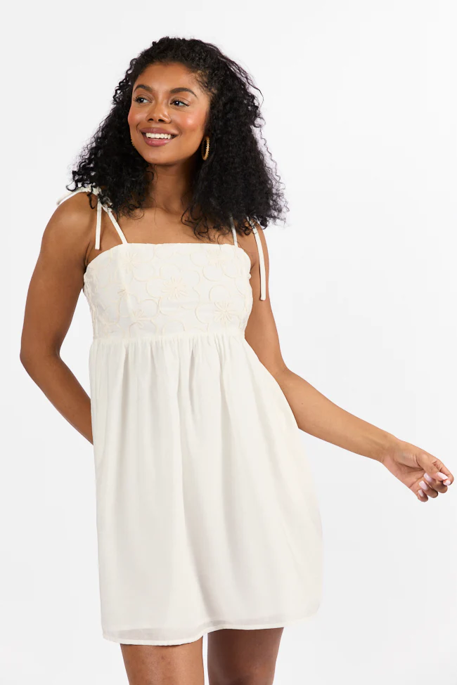 Blooming Confidence Ivory Embroidered Floral Dress FINAL SALE - Terpint