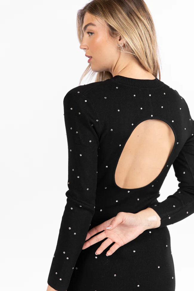 The Art Of Happiness Black Embellished Detail Knit Maxi Dress  FINAL SALE - Terpint