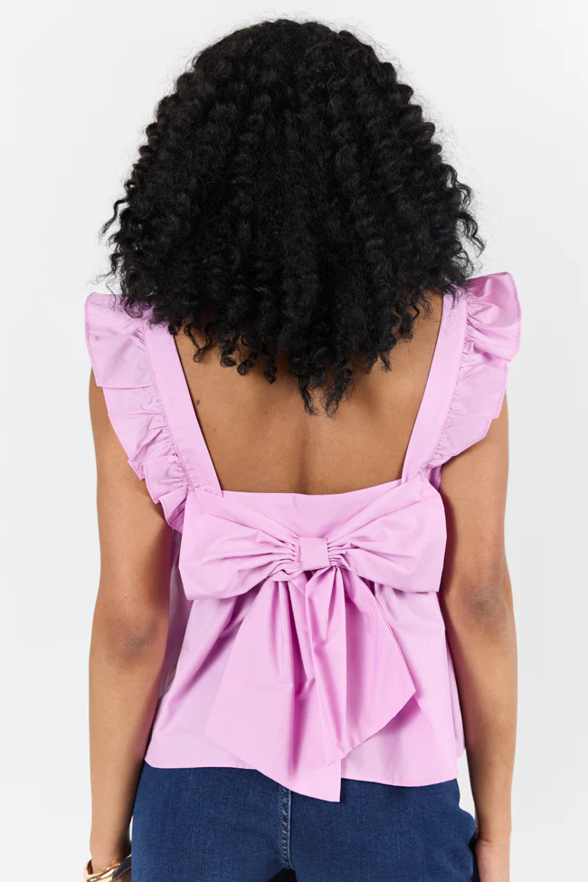 I Choose You Purple Bow Back Detail Woven Tank SALE - Terpint