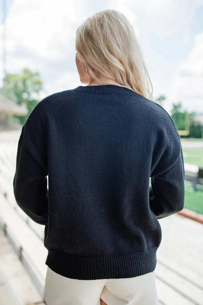 Pass It To Me Black Stitched Sweater FINAL SALE - Terpint