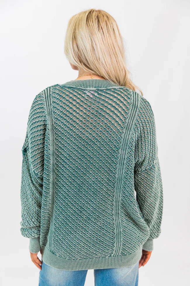It's Too Easy Olive Acid Wash Sweater FINAL SALE - Terpint