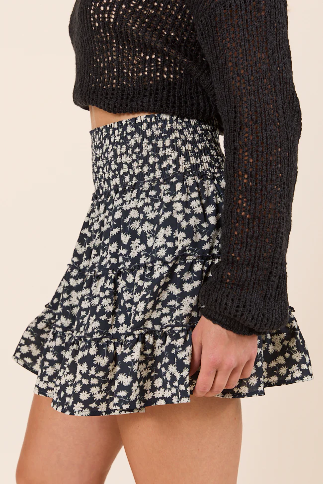 Through the Garden Black White Floral Skort - Terpint