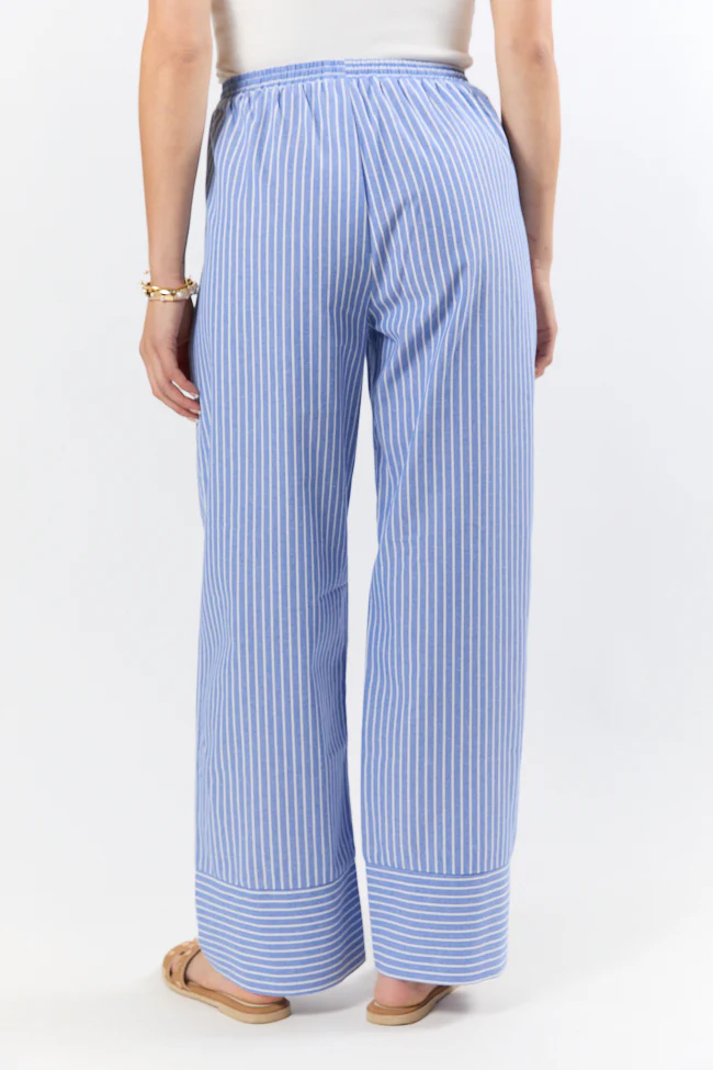 Tidal Lines Blue Striped Pull On Pants SALE - Terpint