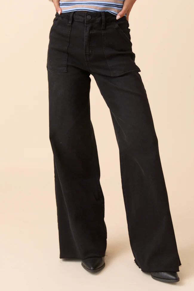 Cora Black Rock High Rise Wide Leg Jeans - Terpint