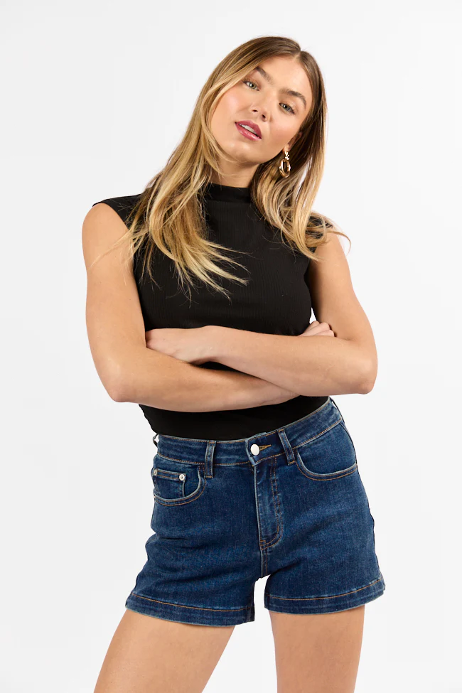 Come As You Are Dark Wash Relaxed Fit Denim Shorts DOORBUSTER - Terpint