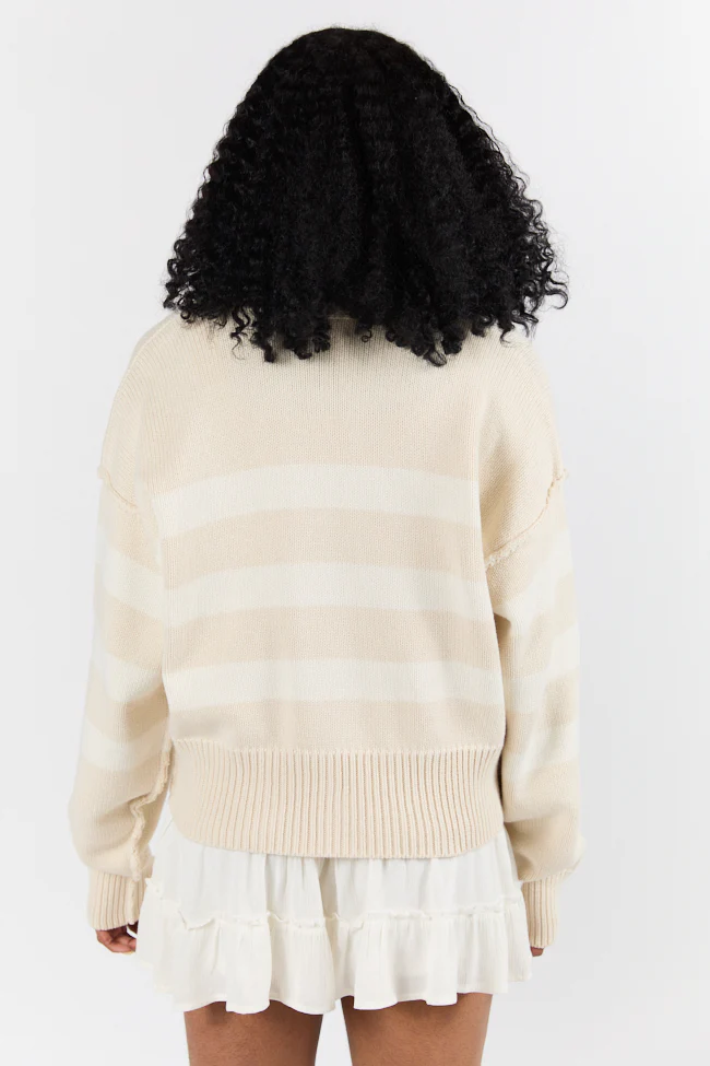 Beyond The City Beige and Ivory Striped Cardigan FINAL SALE - Terpint