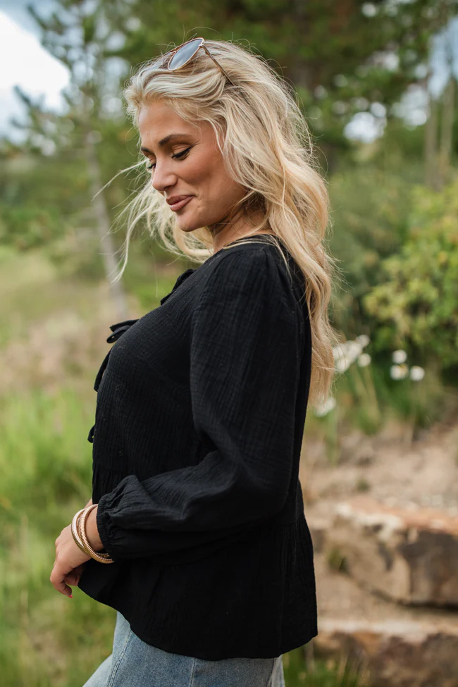 Close To Me Black Bow Detail Blouse FINAL SALE - Terpint