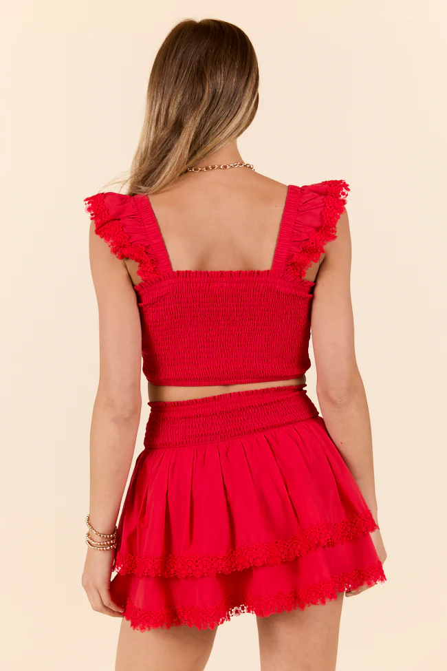 Sweet Talk Red Flutter Shoulder Tank and Skort Set DOORBUSTER - Terpint