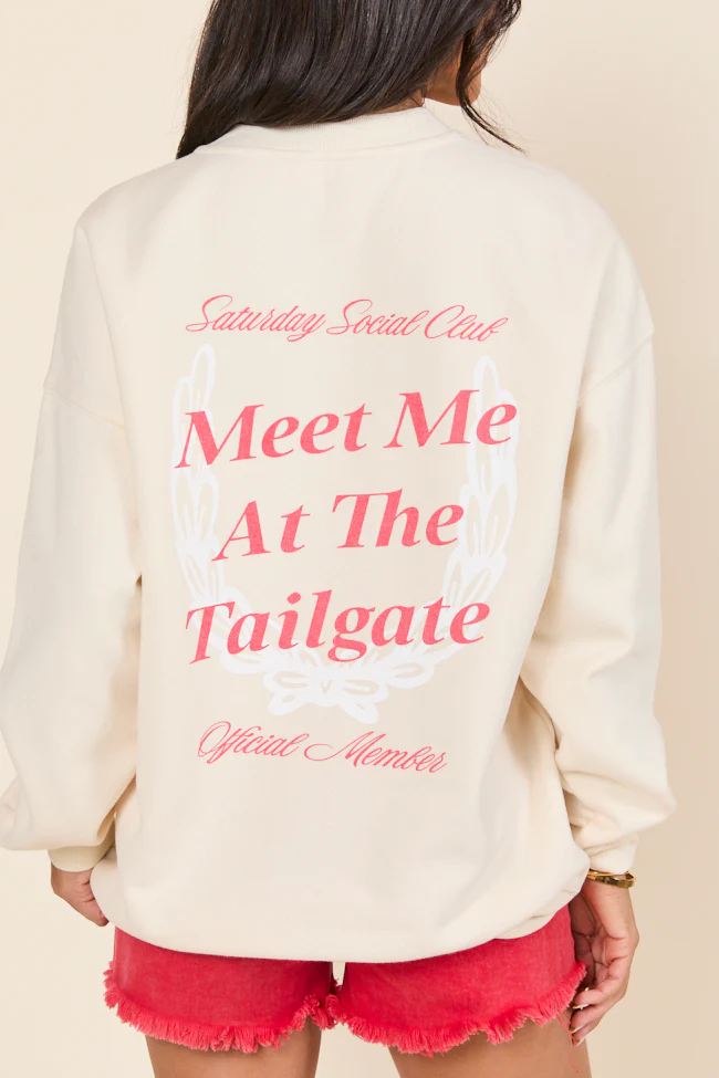 Meet Me At The Tailgate Cream Graphic Sweatshirt - Terpint