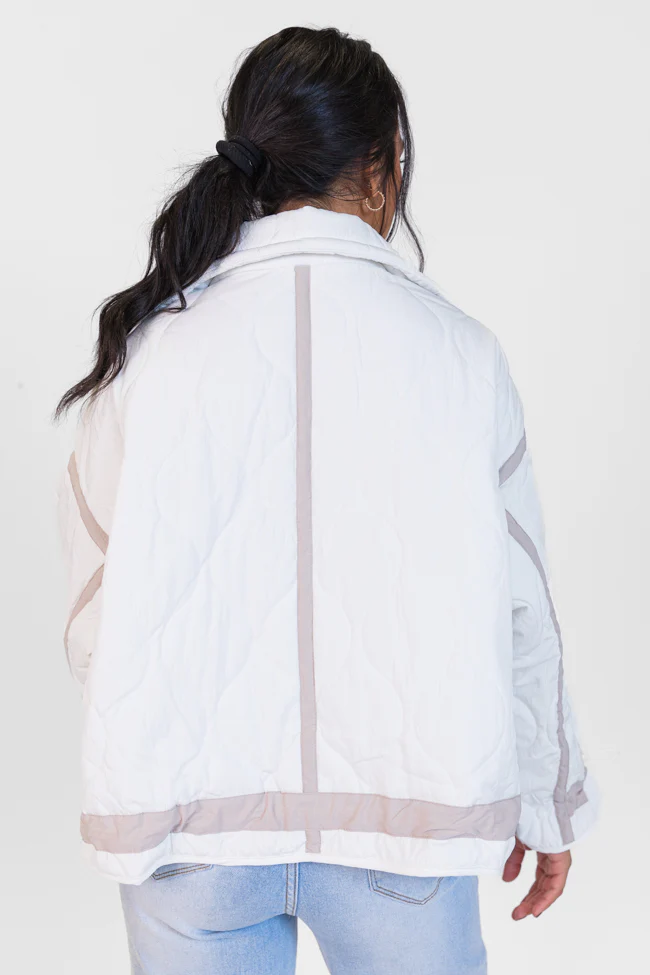 Next Up White Contrast Trim Puffer Jacket FINAL SALE - Terpint
