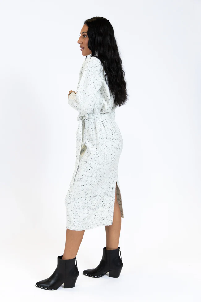 Belong To Me Grey Slub Knit Belted Midi Dress FINAL SALE - Terpint