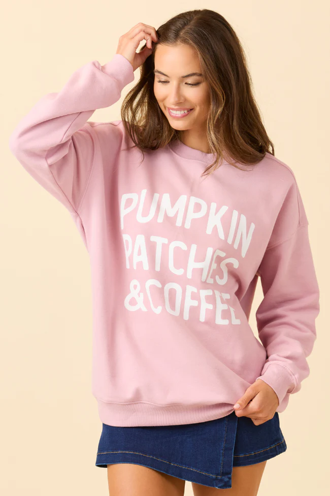 Pumpkin Patches & Coffee Mauve Graphic Sweatshirt - Terpint