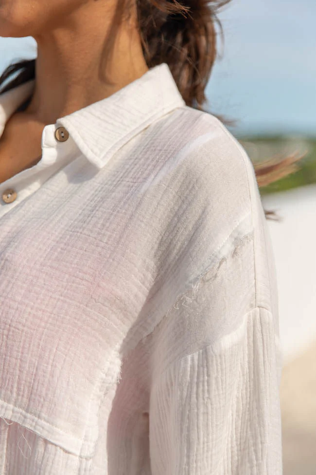 Warmer Weather Ivory Gauze Button Down Top DOORBUSTER - Terpint