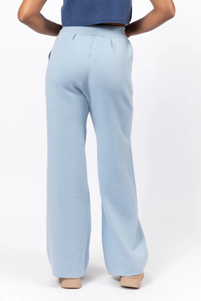 Let's Debrief Light Blue Wide Leg Sweater Pants FINAL SALE - Terpint