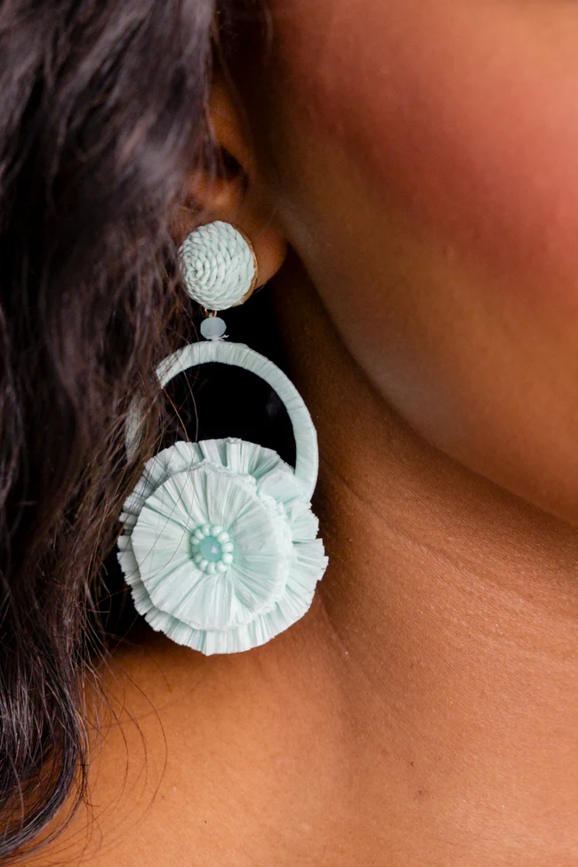 Turquoise Raffia Statement Earrings FINAL SALE - Terpint