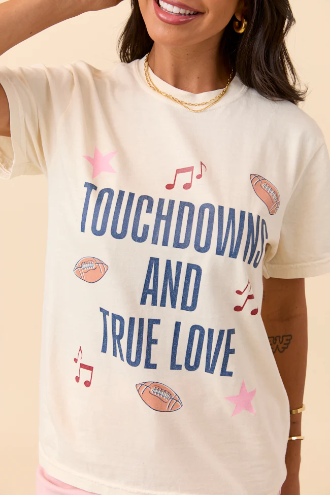Touch Downs And True Love Ivory Graphic Tee - Terpint