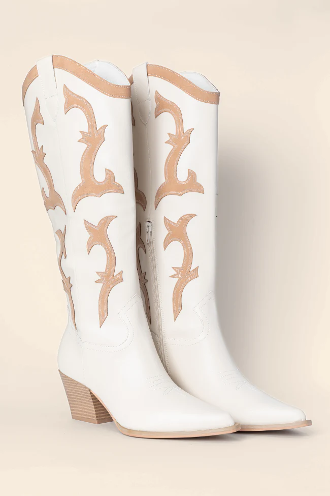 Adriana Beige Cowboy Boots DOORBUSTER - Terpint