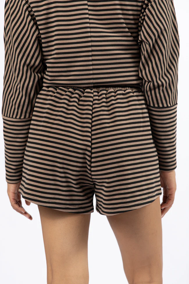 No Complaints Mocha and Black Striped Shorts FINAL SALE - Terpint