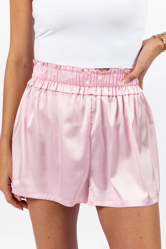Early Riser Pale Pink Satin Pajama Shorts FINAL SALE - Terpint