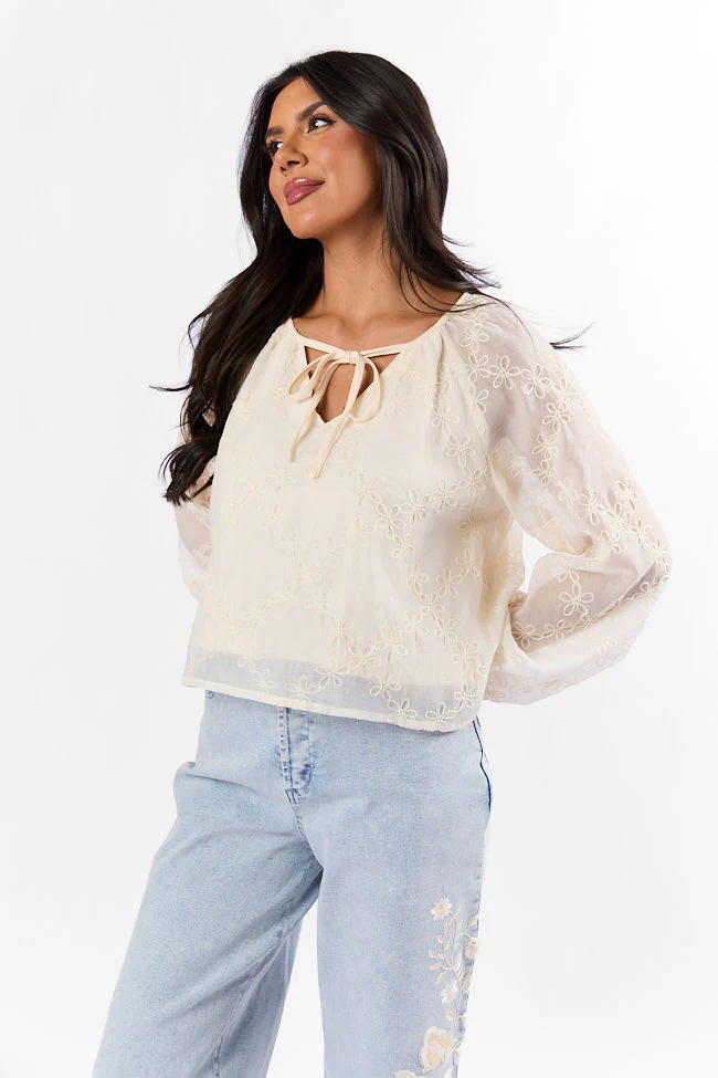 Face The Music Cream Embroidered Blouse FINAL SALE - Terpint