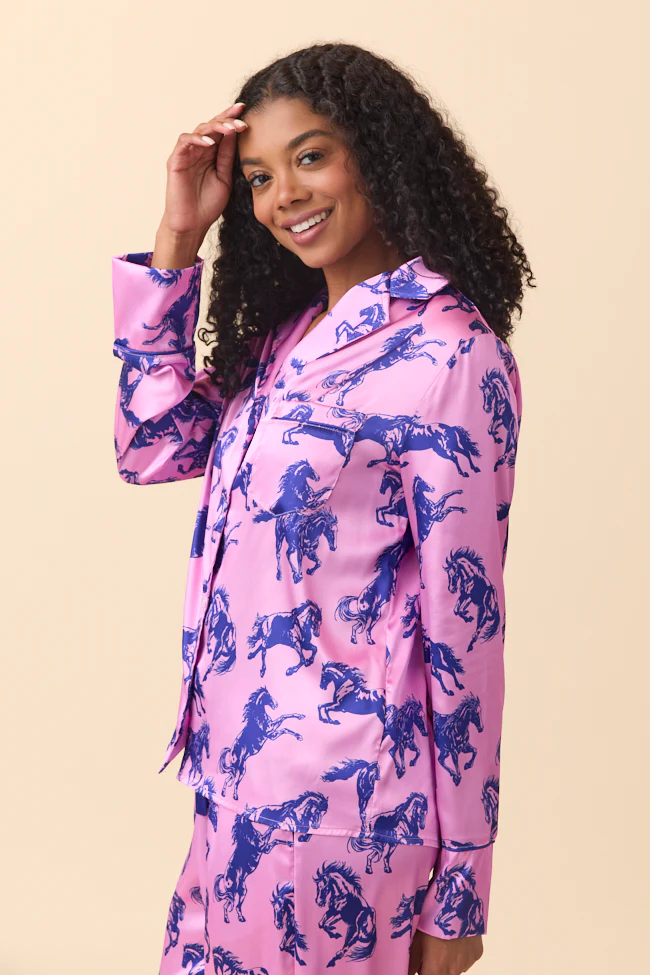 The Kylie Pink Wild Horses Pajama Set Just Classically Cassidy X Pink Lily - Terpint