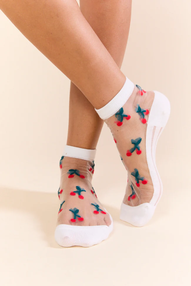White Sheer Cherry Socks FINAL SALE - Terpint