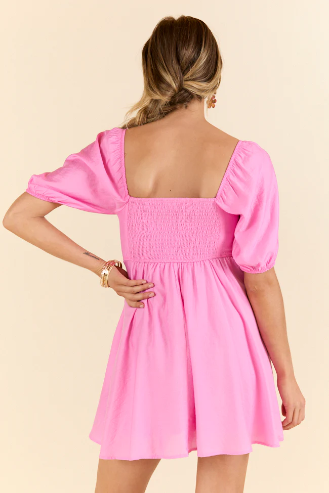 Take Your Time Pink Pleated Short Sleeve Mini Dress FINAL SALE - Terpint