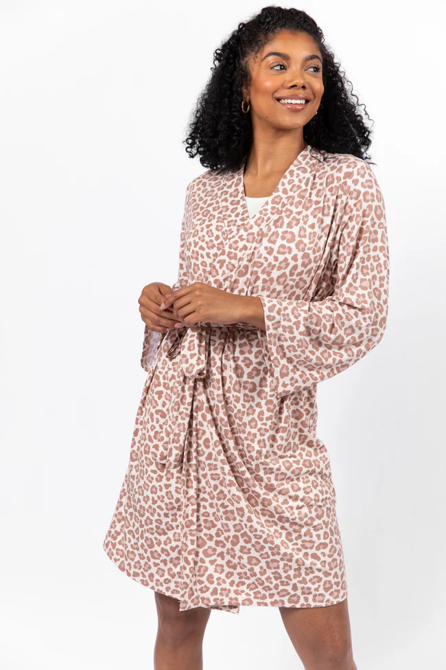 In Your Dreams Neutral Leopard Pajama Robe FINAL SALE - Terpint