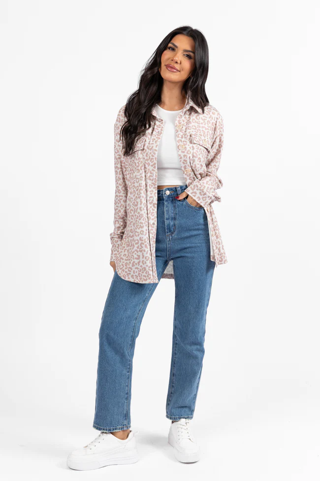 In Those Days Ivory and Beige Leopard Knit Shacket FINAL SALE - Terpint