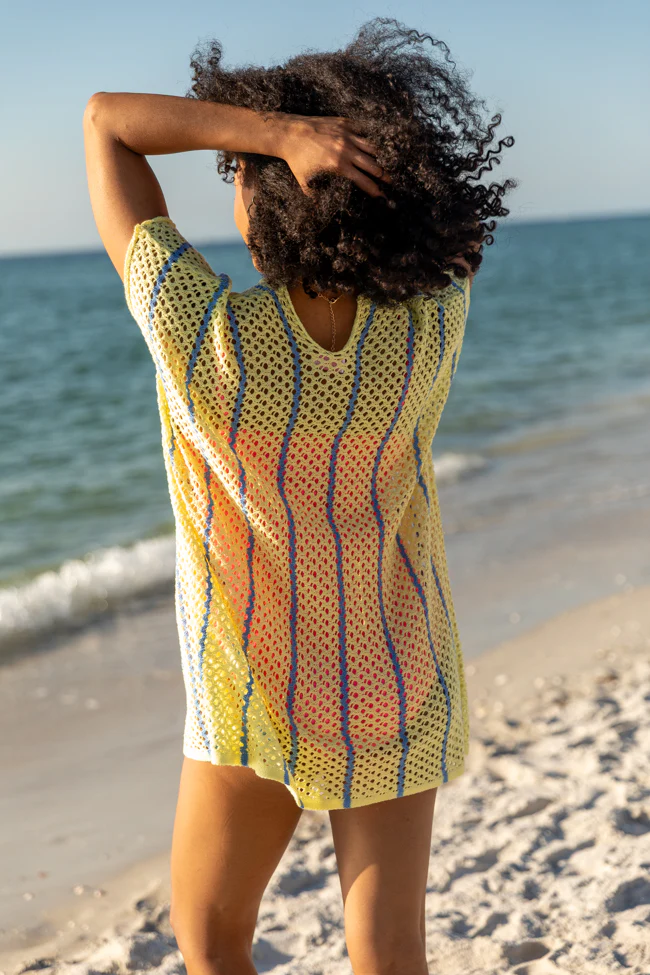Never Ending Sunny Days Yellow and Blue Knit Cover Up FINAL SALE - Terpint