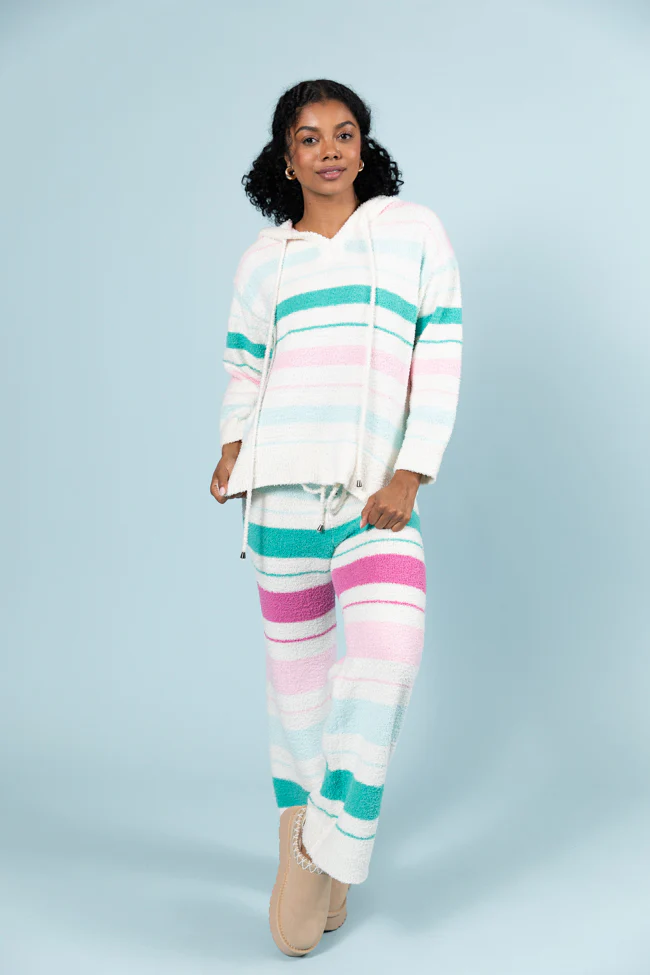 Heart On The Line Multi Striped Fuzzy Lounge Pants FINAL SALE - Terpint