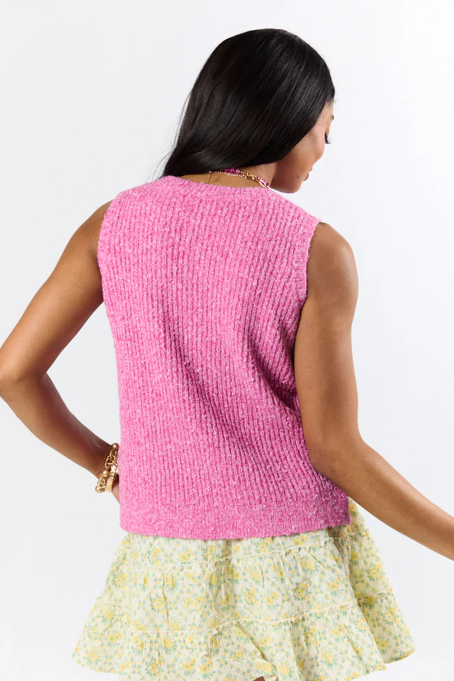 Best Day Ever Pink High Neck Sweater Tank SALE - Terpint