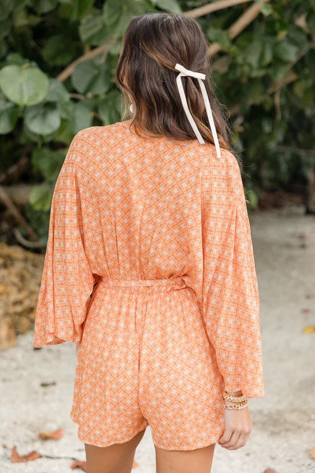 Searching For Fun Orange Printed Romper FINAL SALE - Terpint