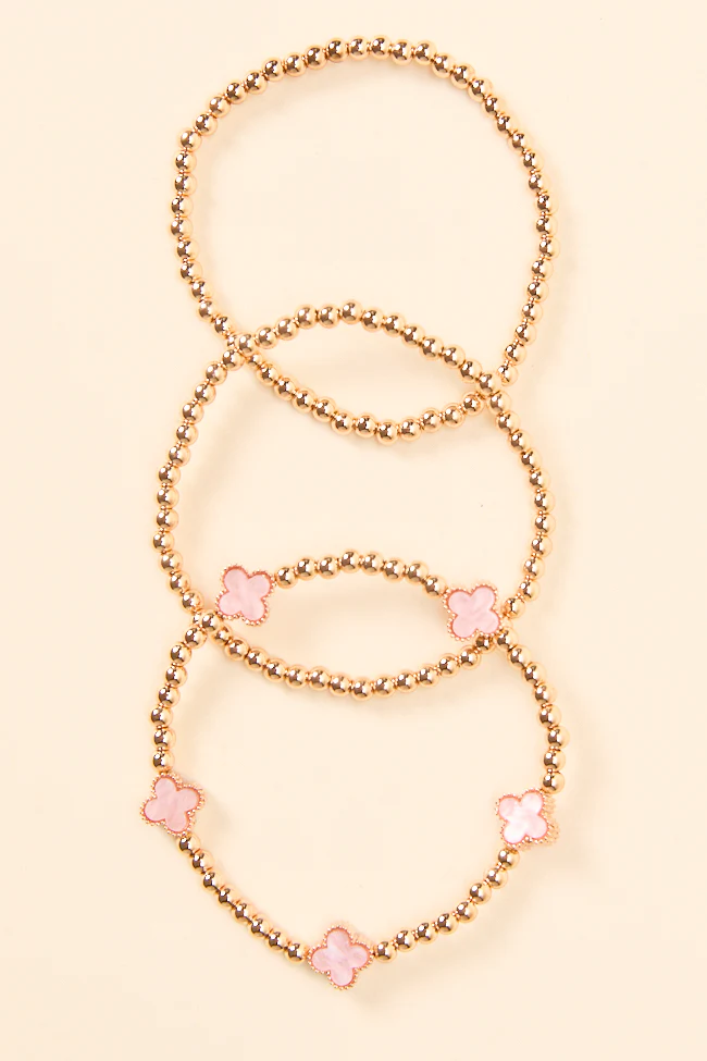 Tilly Clover Pink Stretch Bracelet - Terpint