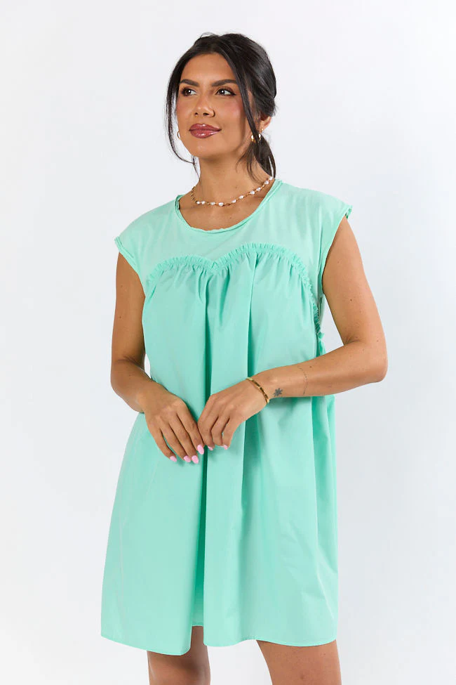 All The Buzz Mint Knit and Woven Mix Dress FINAL SALE - Terpint