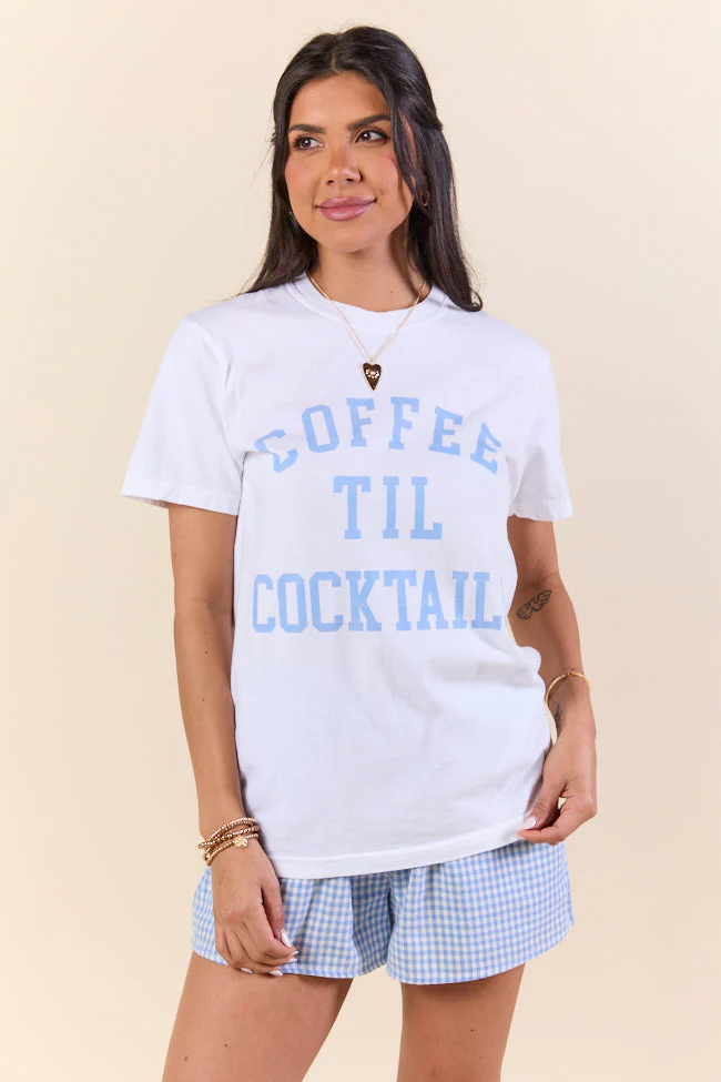 Coffee Til Cocktails White Graphic Tee - Terpint