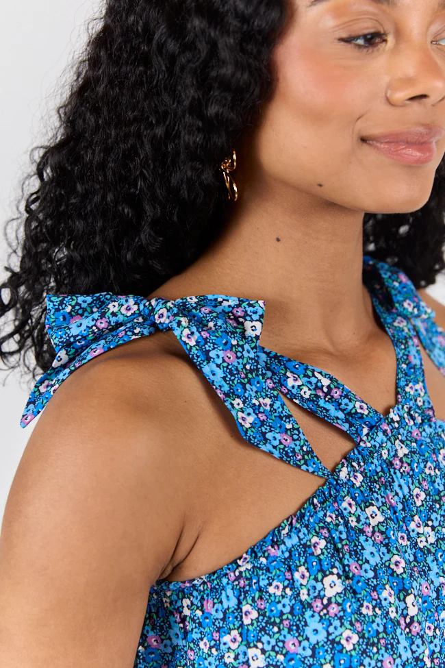 Summer Memories Navy Floral Halter Tank FINAL SALE - Terpint