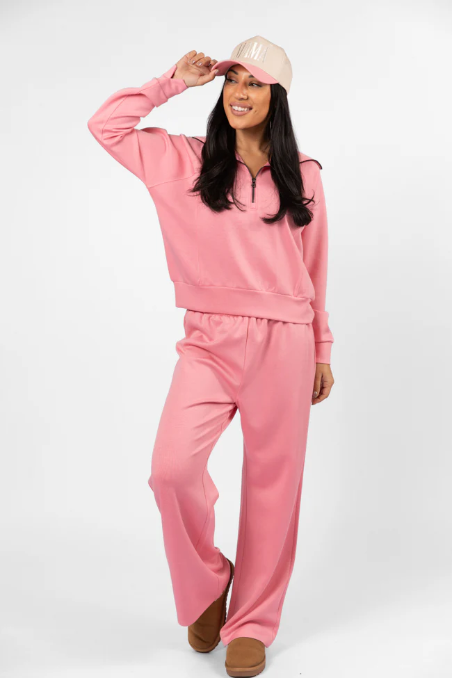 Let's Just Stay Pink Knit Wide Leg Pants FINAL SALE - Terpint