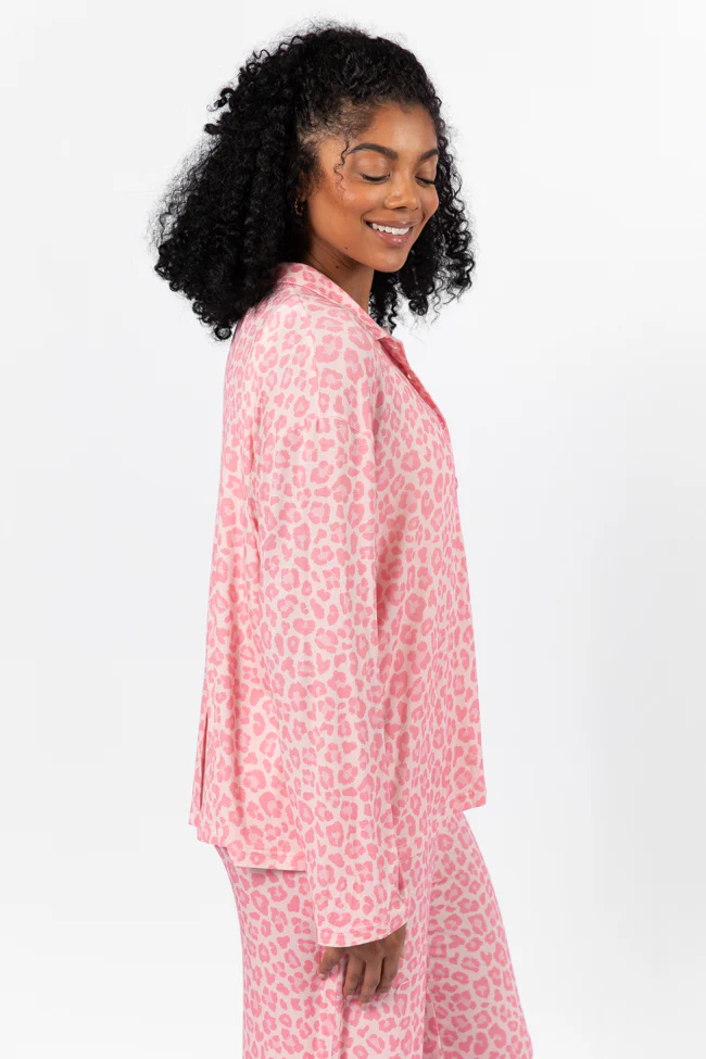 Sweet Dreams Pink Leopard Pajama Long Sleeve Top FINAL SALE - Terpint