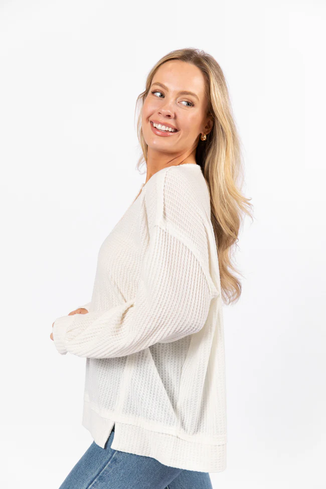 Reasonable Assumption Cream Brushed Waffle Knit Oversized Top FINAL SALE - Terpint