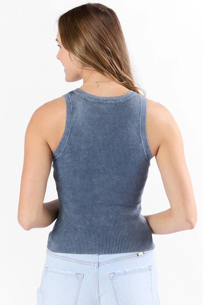 Back To Square One Acid Washed Ribbed High Neck Tank DOORBUSTER - Terpint