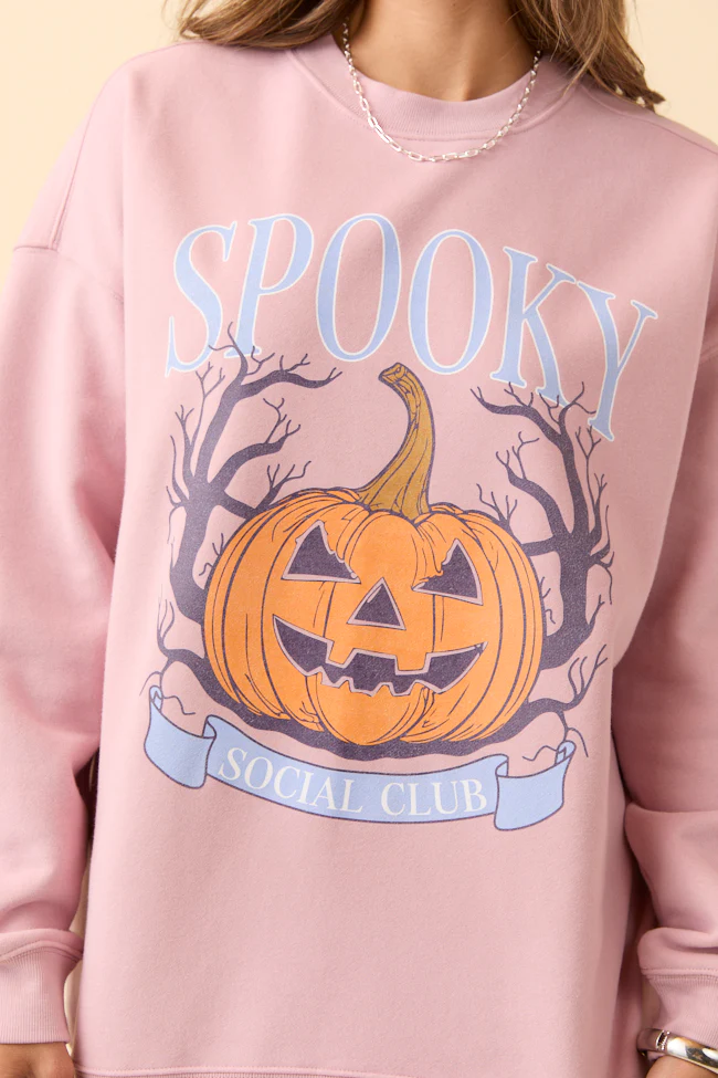 Spooky Social Club Mauve Graphic Sweatshirt DOORBUSTER - Terpint