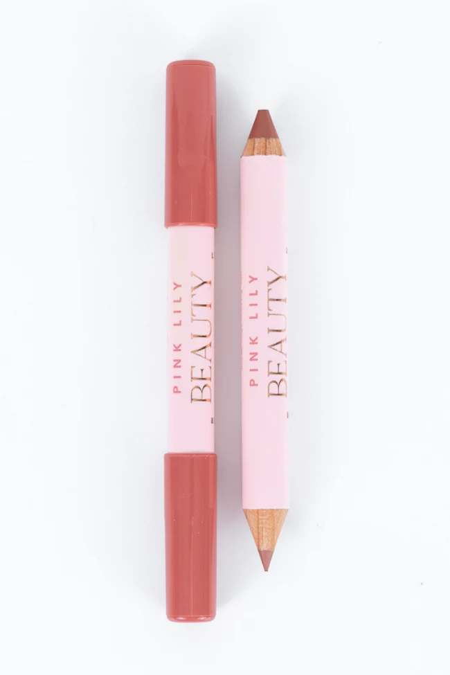 Pink Lily Beauty Double Bloom Dual Lipstick and Lip Liner - Rose and Shine FINAL SALE - Terpint