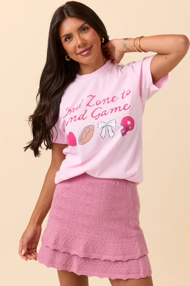 End Zone To End Game Light Pink Graphic Tee - Terpint