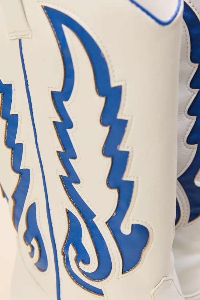 Patti Blue and White Western Boots - Terpint