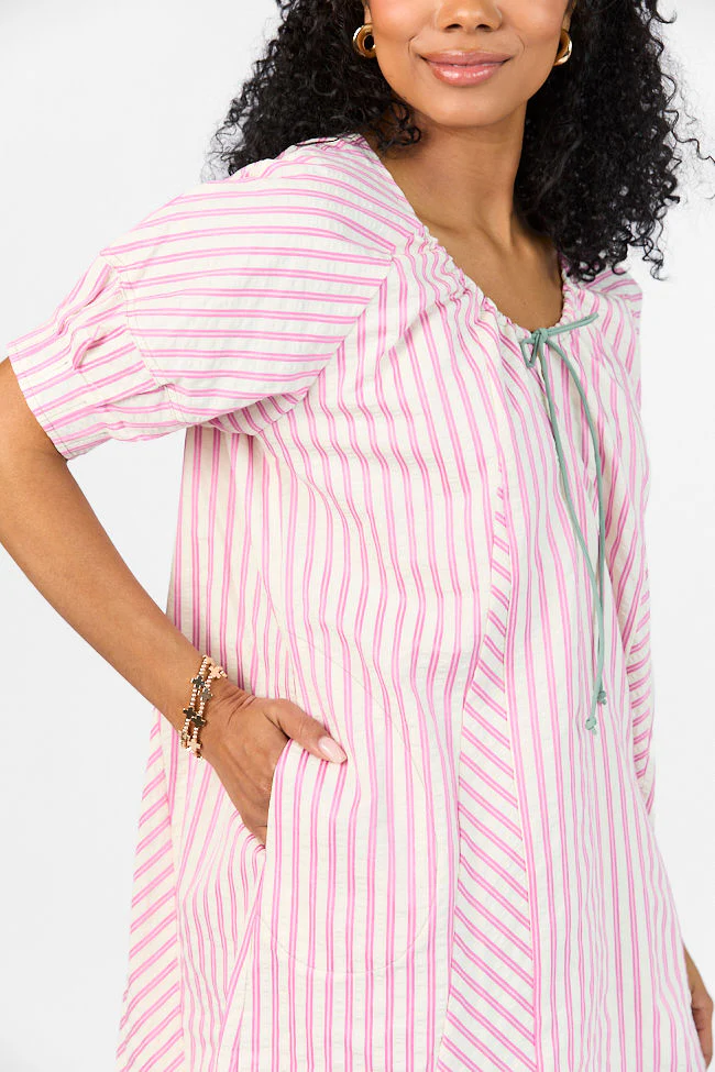 Set Free Pink Striped Panel Mini Dress SALE - Terpint