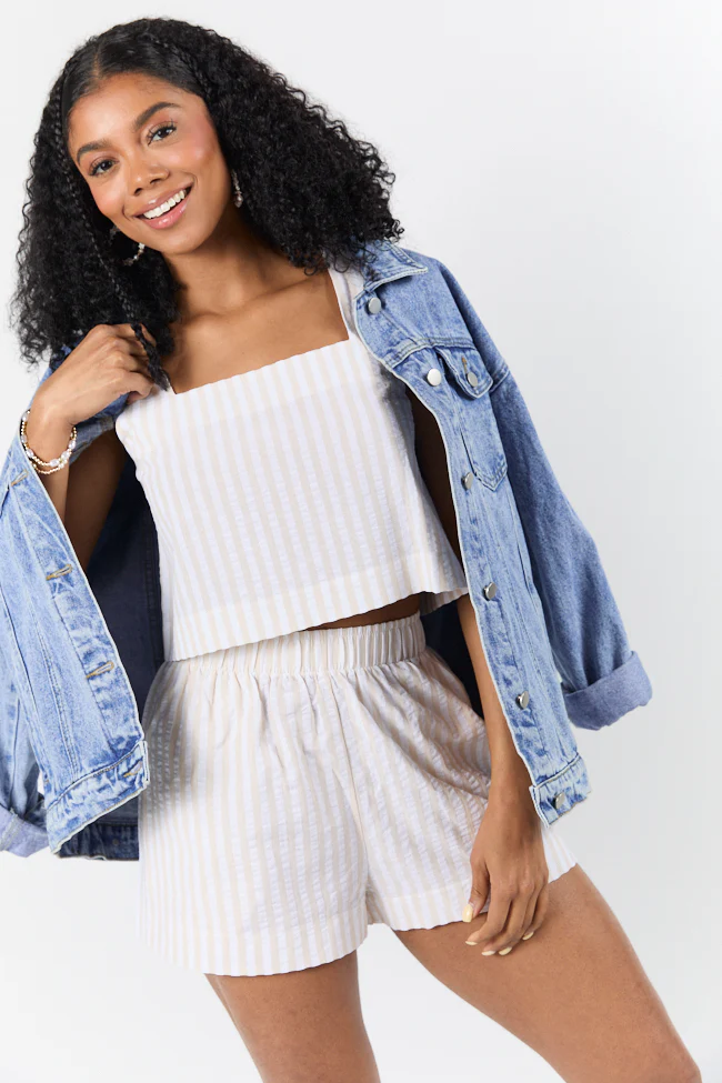 Can't Convince Me Ivory and Taupe Striped Woven Set FINAL SALE - Terpint
