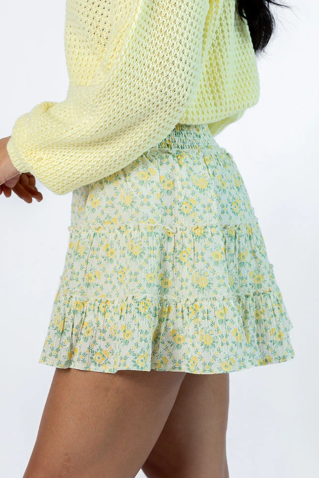 Through The Garden Ivory and Yellow Mini Skort SALE - Terpint