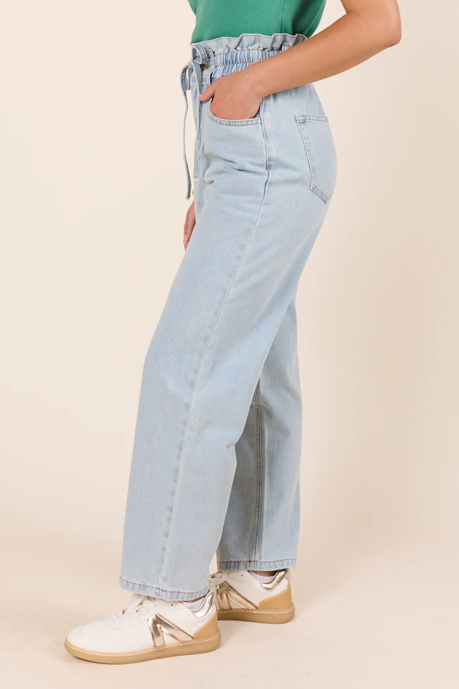 Gracie Light Wash Tie Waist Jeans - Terpint